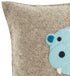 Handmade Pillow in Hand Felted Wool - Blue Hippo on Gray - 18" - ARCADIA HOME